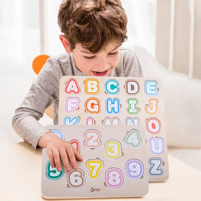 پازل چوبی جاگذاری الفبا انگلیسی کلاسیک ورلد Alphabet Puzzle classic world کد 54426