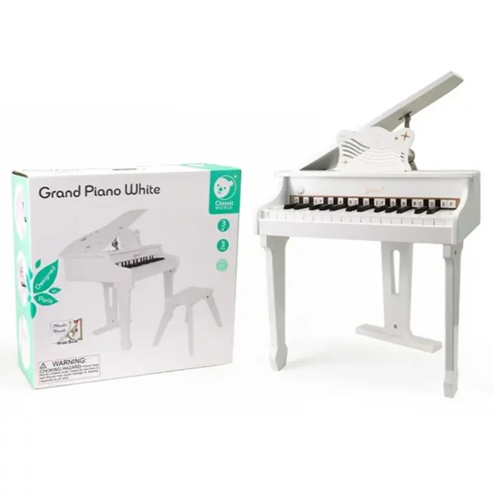 پیانو سفید چوبی کلاسیک ورلد Classic World Grand Piano White مدل 54273