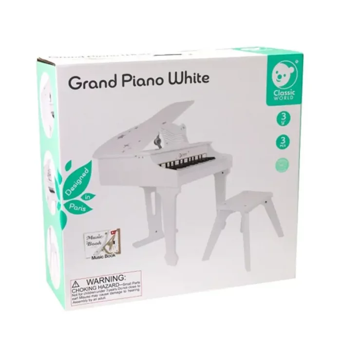 پیانو سفید چوبی کلاسیک ورلد Classic World Grand Piano White مدل 54273