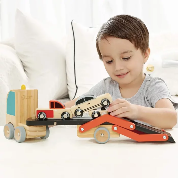 اسباب بازی کامیون حمل چوبی کلاسیک ورلد Classic World Wooden Car Transporter کد 53771