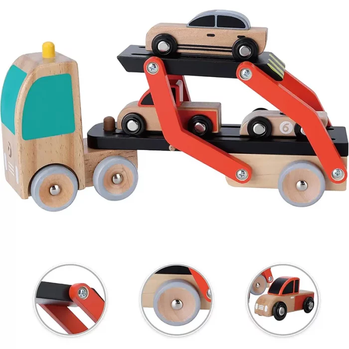 اسباب بازی کامیون حمل چوبی کلاسیک ورلد Classic World Wooden Car Transporter کد 53771