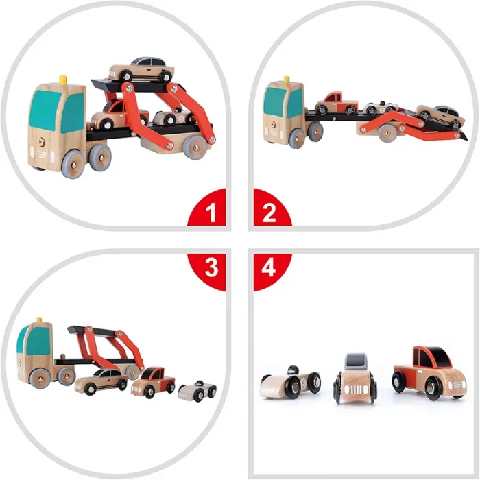 اسباب بازی کامیون حمل چوبی کلاسیک ورلد Classic World Wooden Car Transporter کد 53771