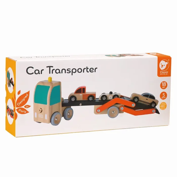 اسباب بازی کامیون حمل چوبی کلاسیک ورلد Classic World Wooden Car Transporter کد 53771