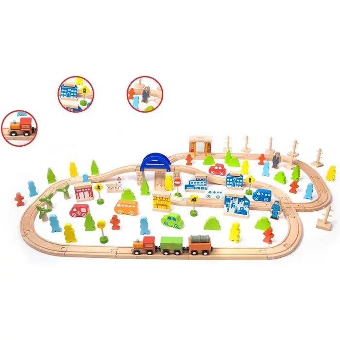 اسباب بازی چوبی ریل و قطار کلاسیک ورلد Train Set Classic World کد 4164