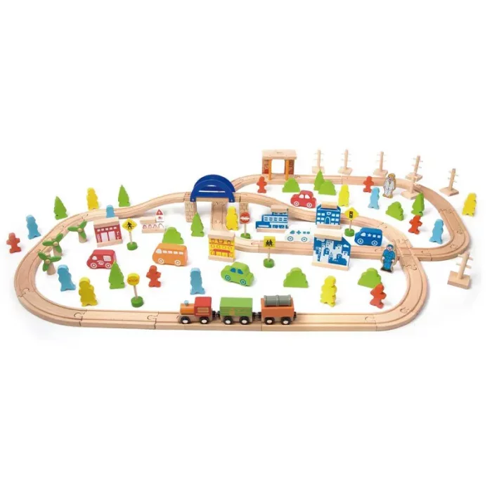 اسباب بازی چوبی ریل و قطار کلاسیک ورلد Train Set Classic World کد 4164