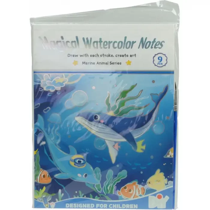دفتر نقاشی آبرنگی طرح حیوانات دریایی کد QSG002