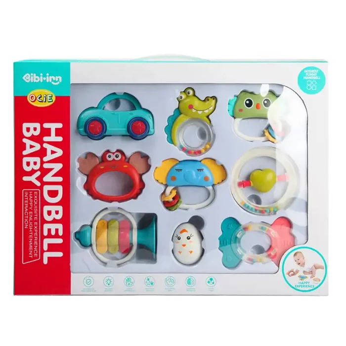 ست جغجغه و دندانگیر 9 عددی طرح حیوانات کد 60882