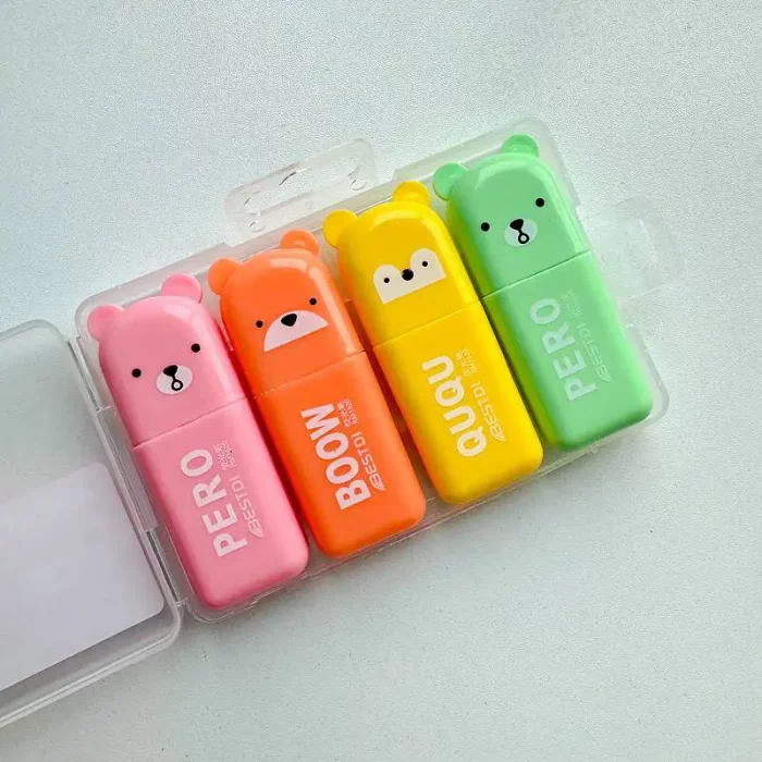 هایلایتر مینی 4 عددی طرح حیوانات کد RM15204