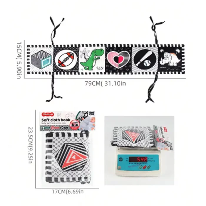 کتاب پارچه ای آموزشی سیاه و سفید طرح اشکال هندسی کد 665461