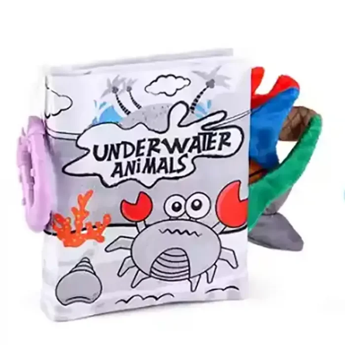 کتاب پارچه ای آموزشی سیاه و سفید طرح حیوانات دریایی کد 66537A3