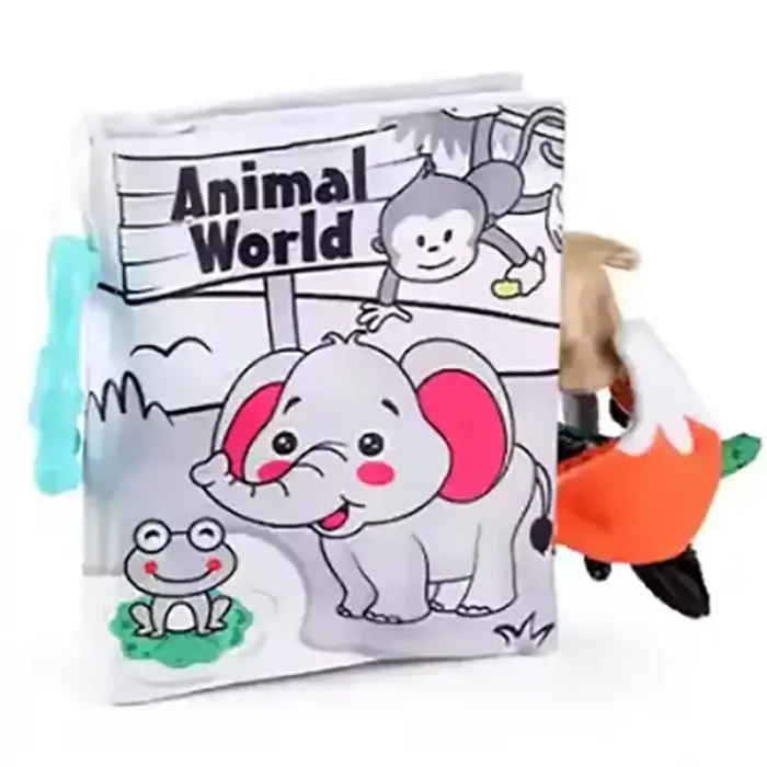 کتاب پارچه ای آموزشی سیاه و سفید طرح حیوانات جنگل کد 66537A2