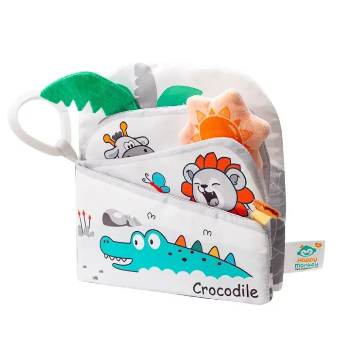 کتاب پارچه ای طوسی سفید مدل کروکودیل کد 6142158