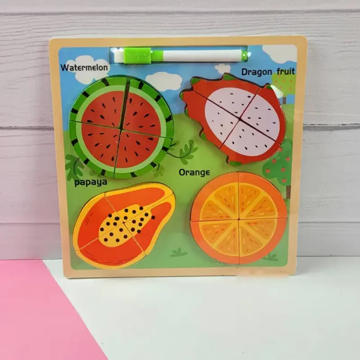 پازل چوبی و تخته وایت بردی طرح میوه کد P/1389/G