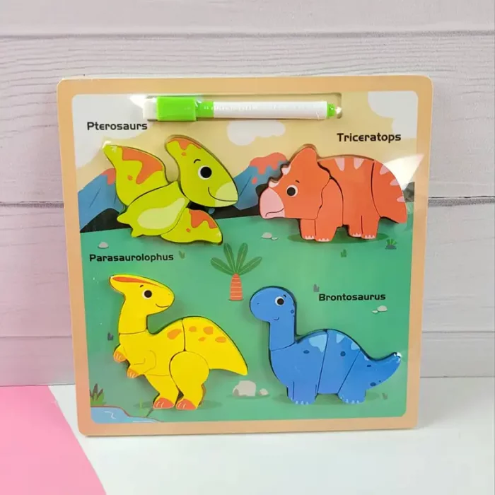 پازل چوبی و تخته وایت بردی طرح دایناسور کد P/1389/H