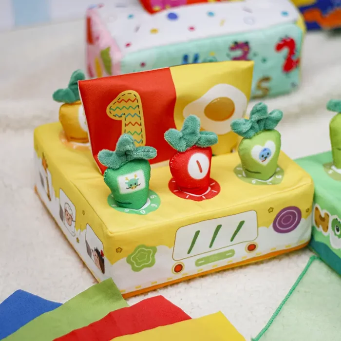 مکعب حسی مونته سوری کاشت هویج طرح اتوبوس حیوانات کد QBX125A