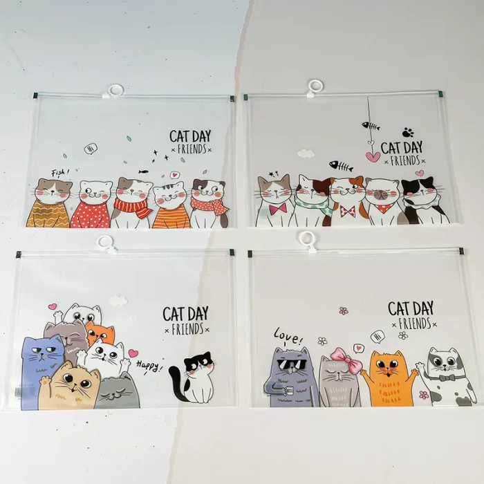 کاور A4 زیپدار فانتزی طرح گربه کد 6150