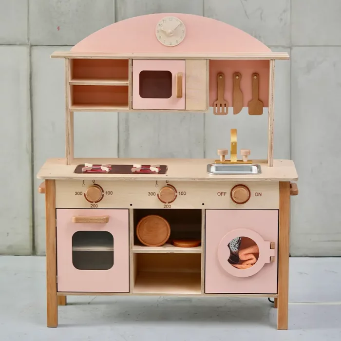 آشپزخانه چوبی کودک رنگ صورتی کد 6154099