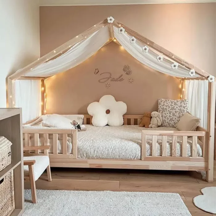 تخت خواب کودک چوبی مدل کلبه کد 6188072