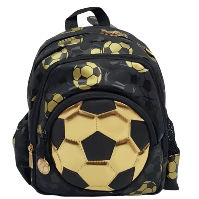 کوله پشتی مهدکودک اسمیگل مدل توپ فوتبال طلایی کد 74039