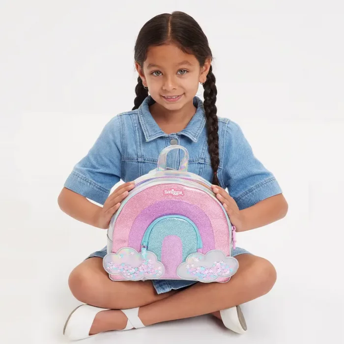 کوله پشتی مهدکودک اسمیگل مدل رنگین کمان صورتی کد 74027