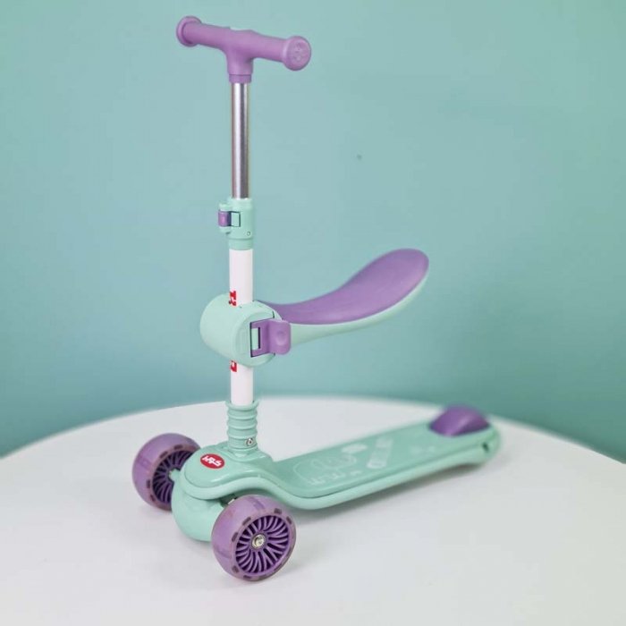 اسکوتر کودک تاشو نشیمن دار رنگ سبز بنفش کد P/QT6062/SB