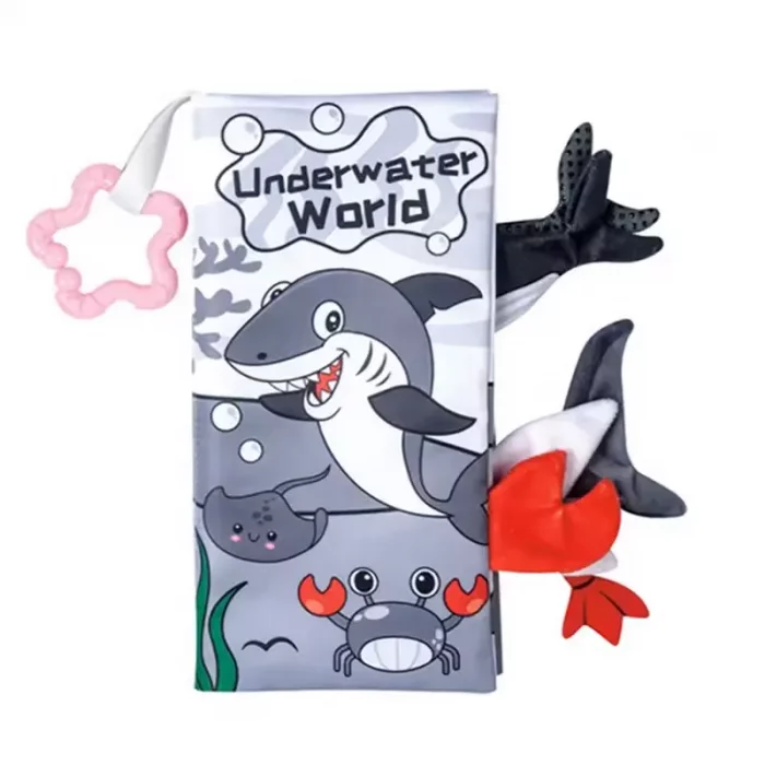 کتاب پارچه ای سیاه و سفید آموزشی طرح حیوانات دریا کد 66538A4