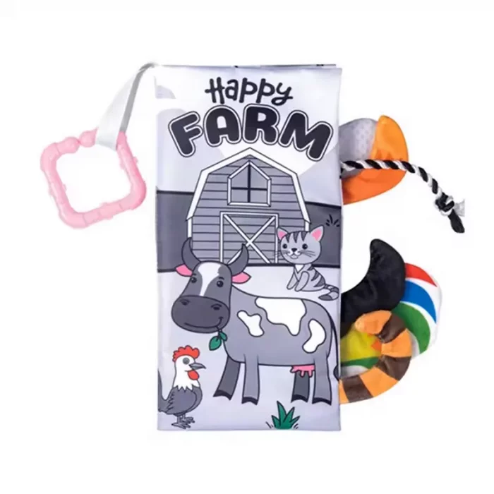 کتاب پارچه ای سیاه و سفید آموزشی طرح حیوانات مزرعه کد 66538A3