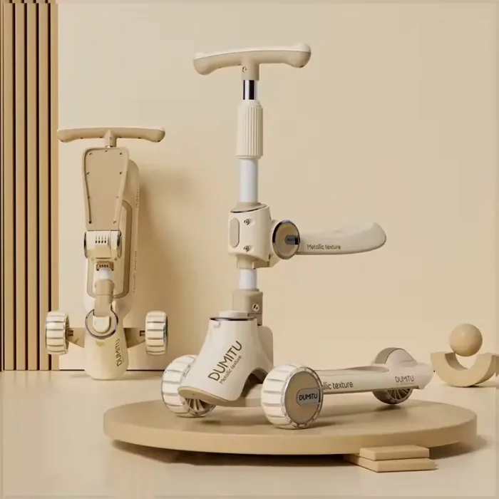 اسکوتر کودک 2 در 1 تاشو دومیتو DUMITU رنگ کرم کد P/SDT02/CR