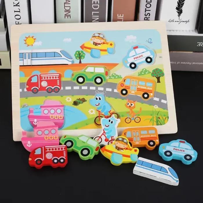 پازل چوبی جاگذاری طرح وسایل نقلیه کد YMF5019