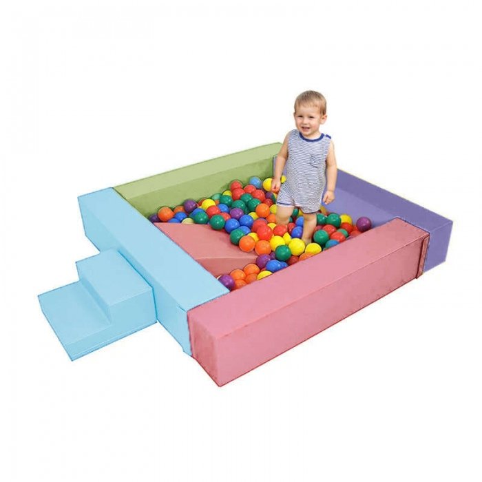 استخر توپ فومی کودک با پله رنگ پاستلی کد 6486215