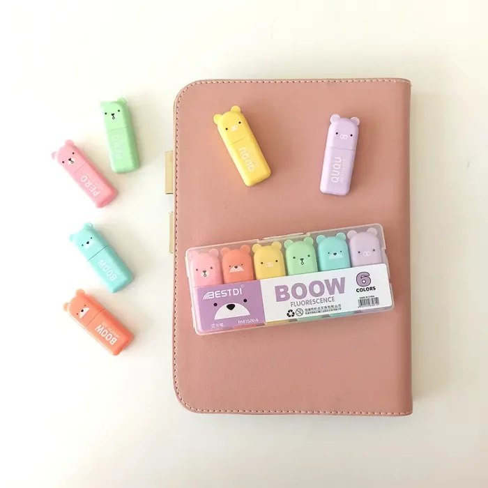 هایلایتر مینی 6 عددی طرح حیوانات کد RM15206