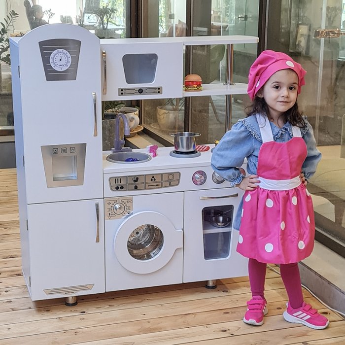 لباس آشپزی کودک ست پیشبند، کلاه و دستکش سرخابی کد 4045938