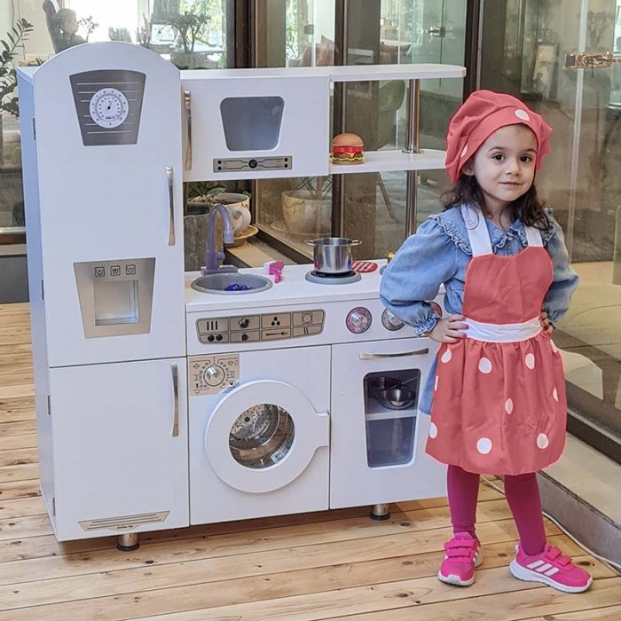 لباس آشپزی کودک ست پیشبند، کلاه و دستکش صورتی کد 4018641