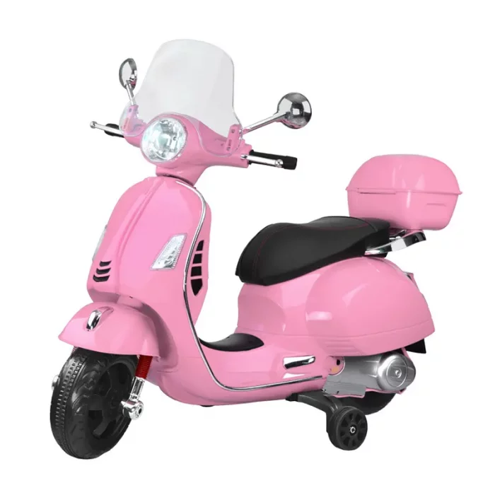 موتور شارژی وسپا رنگ صورتی با جلو پنجره و صندوق کد 6532583