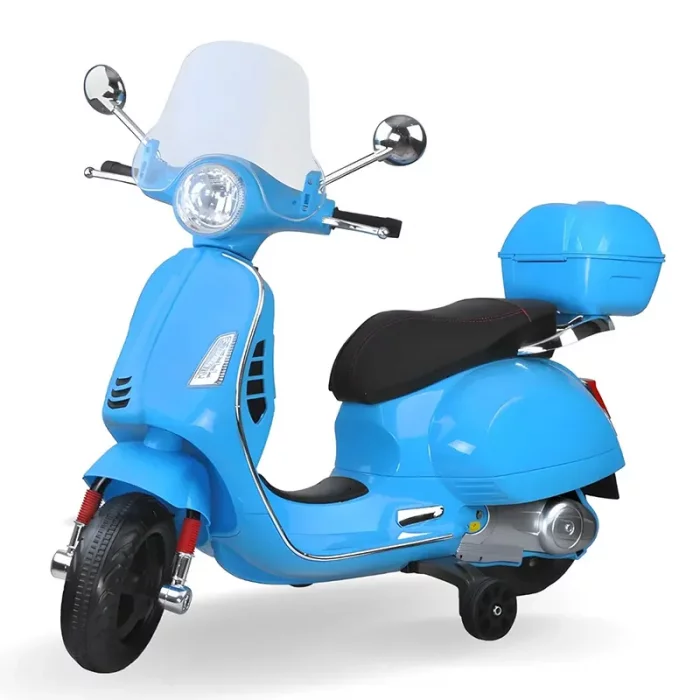 موتور شارژی وسپا رنگ آبی با جلو پنجره و صندوق کد 6532584