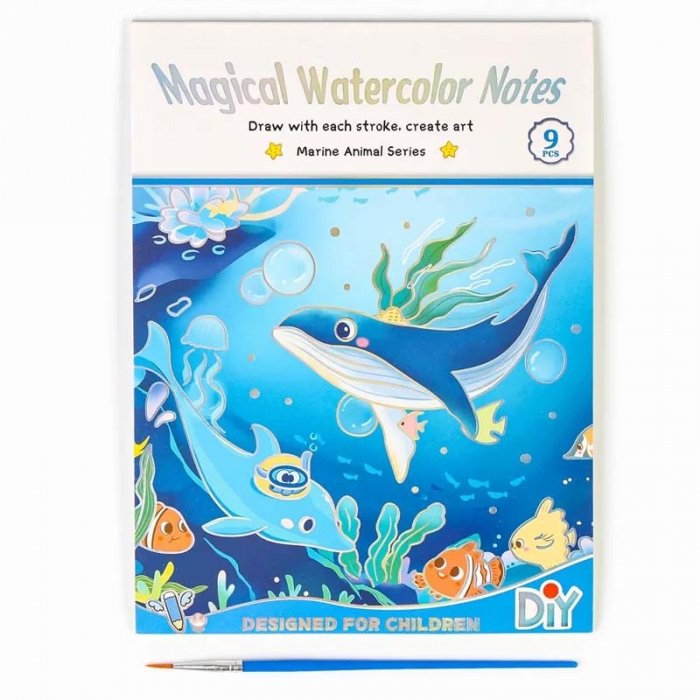 دفتر نقاشی آبرنگی طرح حیوانات دریایی کد QSG002