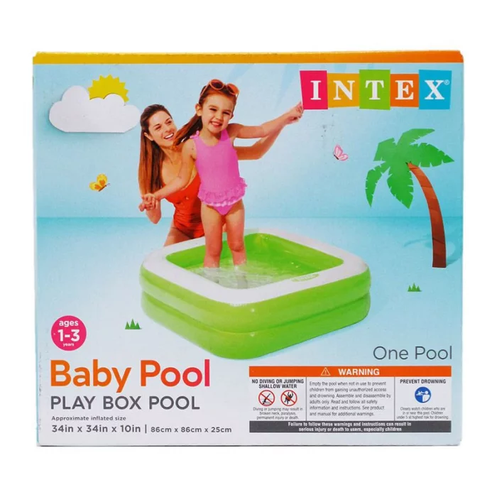 استخر بادی کودک مربعی اینتکس intex رنگ سبز کد P/57100/A
