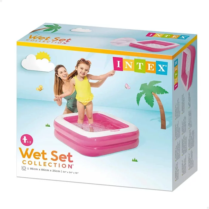 استخر بادی کودک مربعی اینتکس intex رنگ صورتی کد P/57100/B