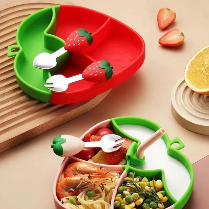 ظرف غذا کودک سیلیکونی مدل توت فرنگی کد JH8009