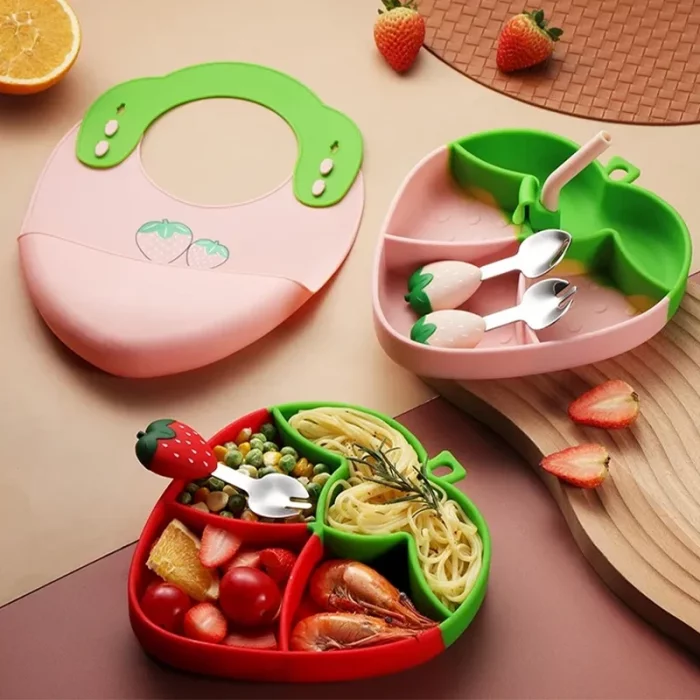 ظرف غذا کودک سیلیکونی مدل توت فرنگی کد JH8009