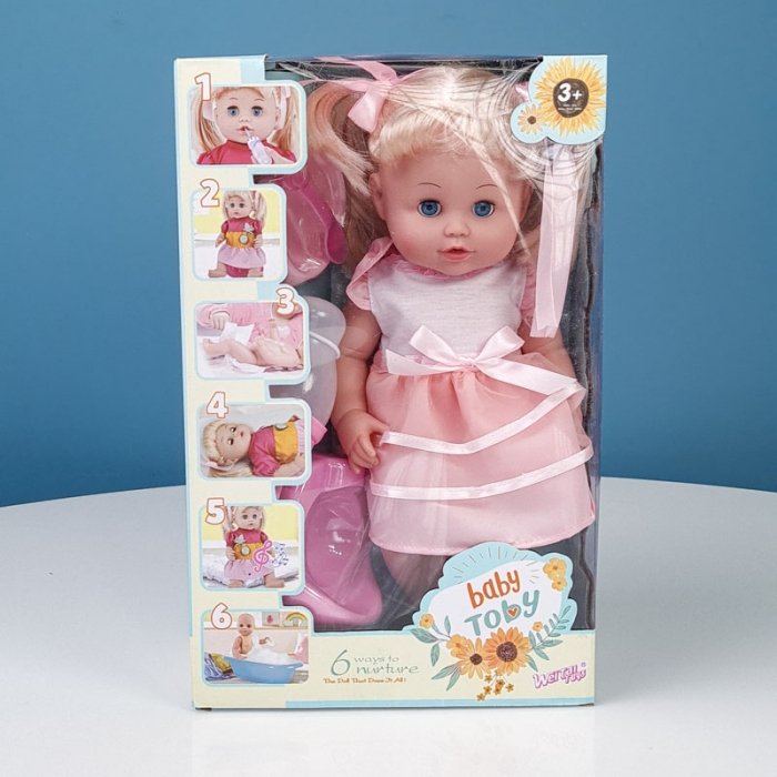 عروسک دخترانه جیشی با لباس سفید صورتی کد W88207D3