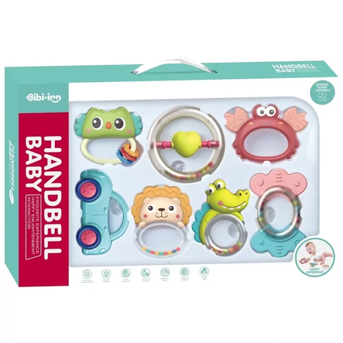 ست جغجغه و دندانگیر 7 عددی طرح حیوانات کد 60880