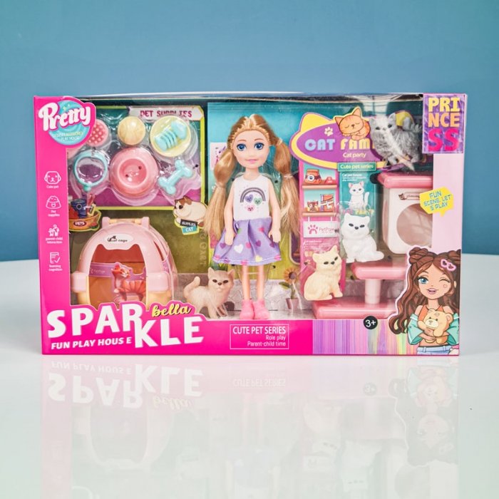 اسباب بازی خانه عروسکی مدل پانسیون گربه SPARKEL BELLA کد P/7018/B