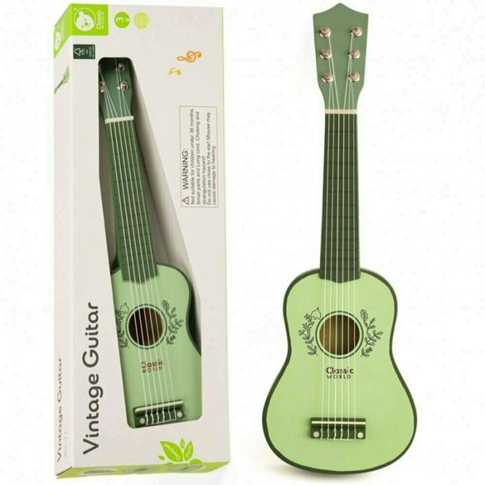 اسباب بازی گیتار چوبی سبز کلاسیک ورلد Vintage Guitar classic world کد 40577