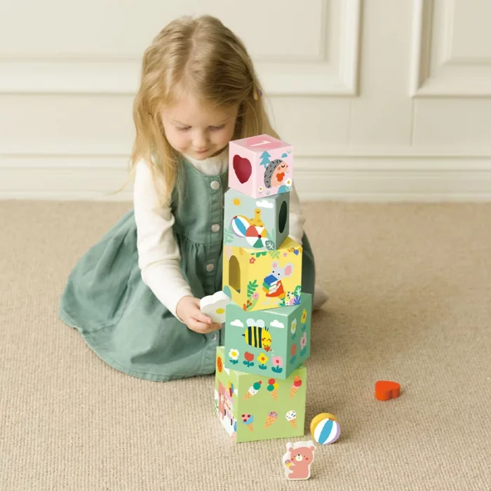 برج مکعب هوش چوبی کلاسیک ورلد classic world Forest Stacking Cubes کد 20222