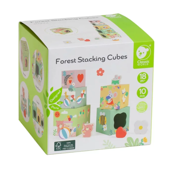 برج مکعب هوش چوبی کلاسیک ورلد classic world Forest Stacking Cubes کد 20222