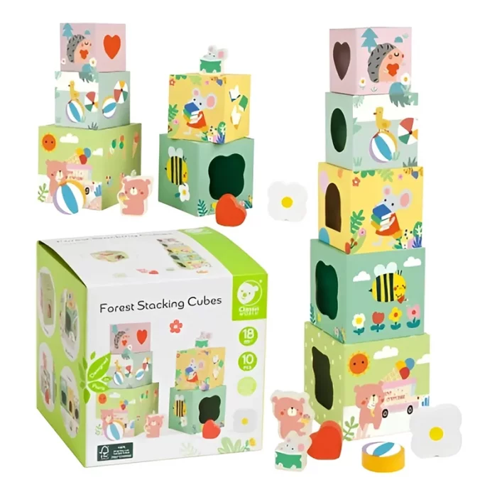 برج مکعب هوش چوبی کلاسیک ورلد classic world Forest Stacking Cubes کد 20222