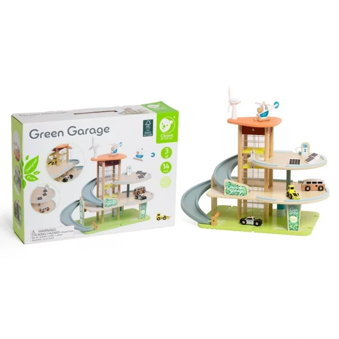 پیست و ریسینگ ماشین چوبی کلاسیک ورلد classic world Green Garage کد 50615