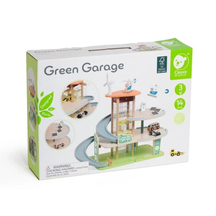 پیست و ریسینگ ماشین چوبی کلاسیک ورلد classic world Green Garage کد 50615