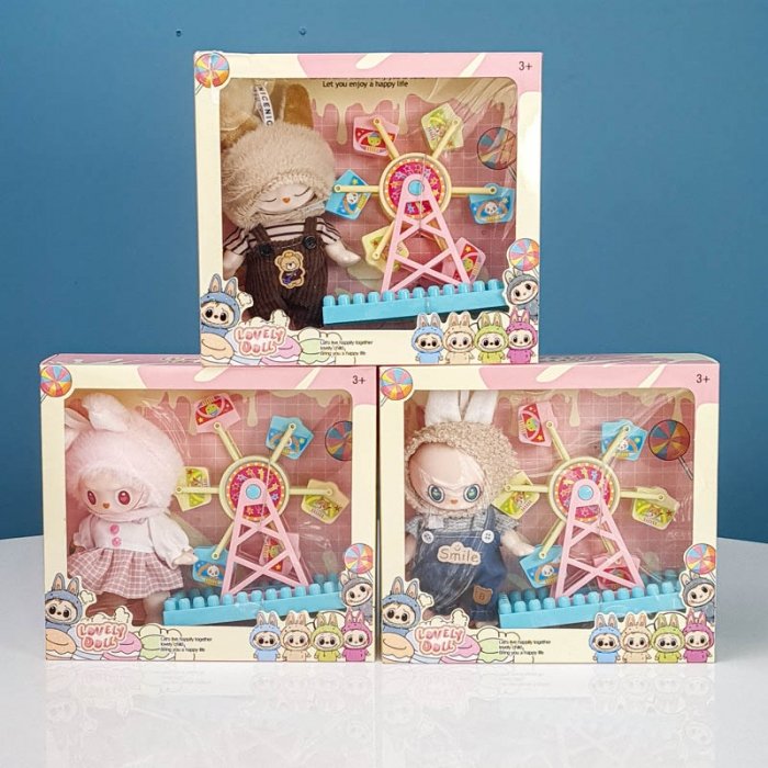 عروسک جاکلیدی لبوبو به همراه چرخ و فلک labubu کد JZ761A8